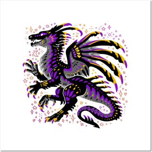 Non Binary Flag Dragon Posters and Art